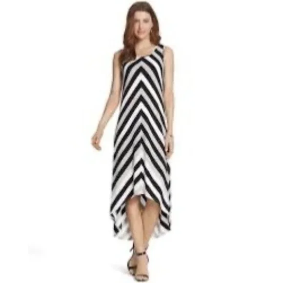 Chico's Dresses Chicos Size Medium8 Mitered Stripe Highlow